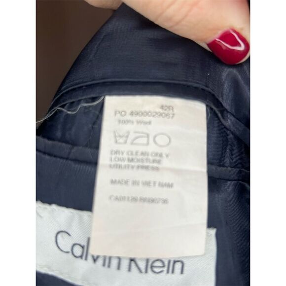 Calvin Klein Men's Gray Wool Blazer Size 42R Two-Button Formal Jacket - Picture 6 of 8